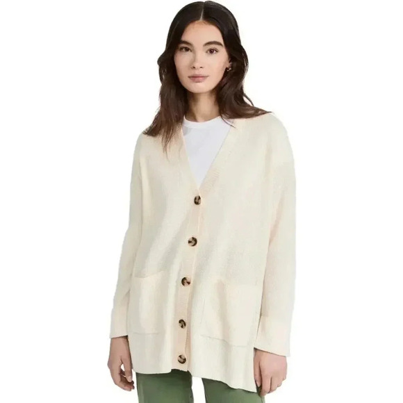 Madewell Asherton button front wool alpaca blend waffle knit cardigan sweater S - Picture 2 of 9